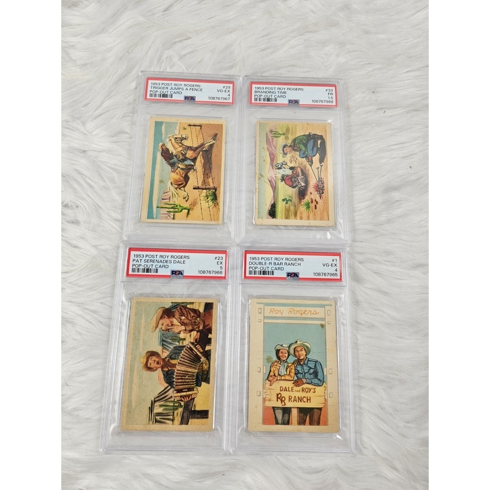 4 Vintage (PSA 1.5-5) Graded Glossy Gum Cards featuring ROY ROGERS Pop Out Cards